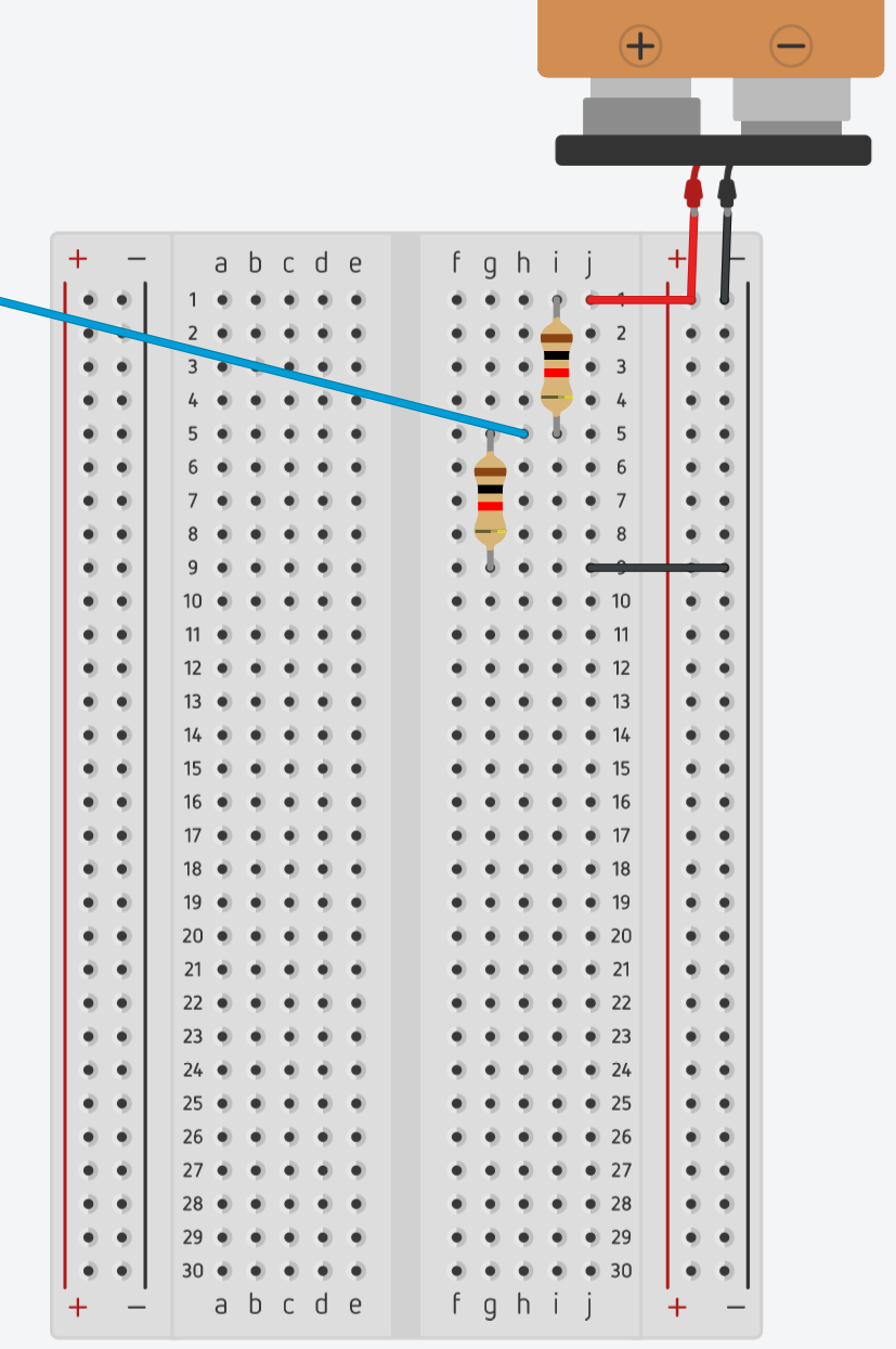Voltage divider on a breadboard