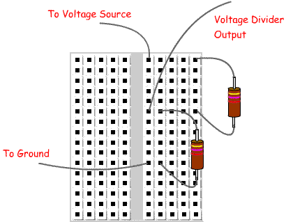 Voltage divider on a breadboard